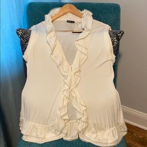Sleeveless genuine silk ruffle blouse